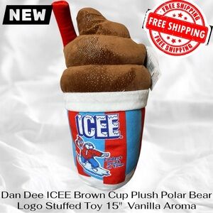 Dan Dee ICEE Brown Cup Plush Polar Bear Logo Stuffed Toy 15"  Vanilla Aroma